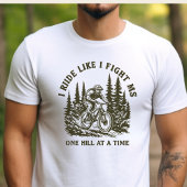 MS krijger, mountainbiker, spoonie sinaasappel lin T-shirt