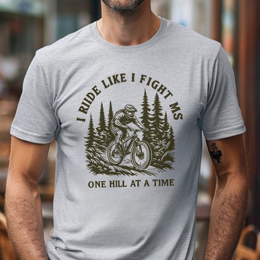 MS krijger, mountainbiker, spoonie sinaasappel lin T-shirt