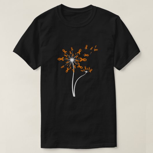 MS Leukemie Nierbewustzijn Dandelion Oranje Ribb T-shirt (Design voorkant)