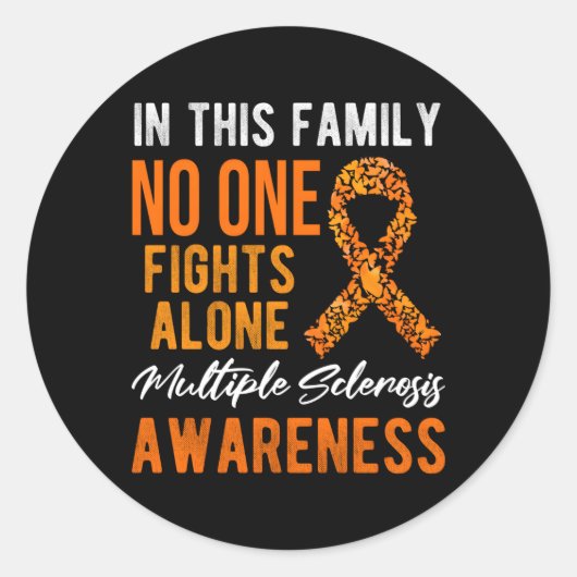 MS Multiple sclerose Awareness Oranje lint Ronde Sticker (Voorkant)