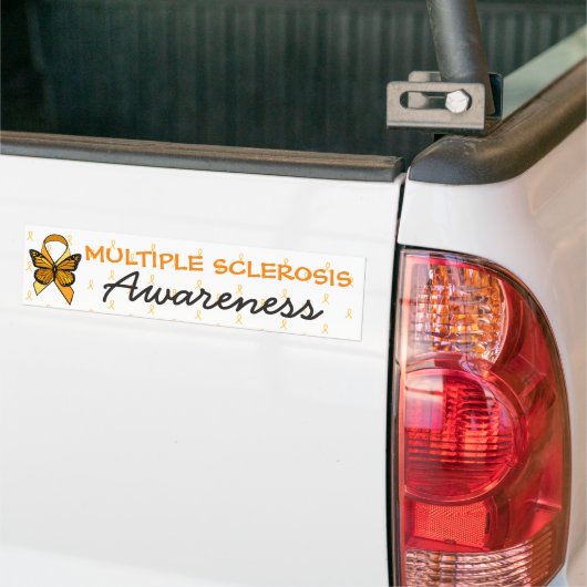 MS Multiple Sclerose Awareness Ribbon Bumper Bumpersticker (Op Truck)