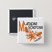 MS Multiple Sclerose BUTTERFLES 3.1 Vierkante Button 5,1 Cm (Voorkant /achterkant)