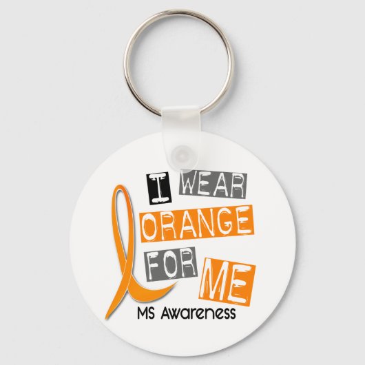 MS multiple sclerose ik Draag Oranje voor ME 37 Sleutelhanger (Voorkant)