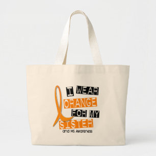 MS multiple sclerose ik Draag Oranje voor mijn zus Grote Tote Bag