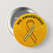 MS multiple sclerose ORANJE lint Button (Voorkant /achterkant)