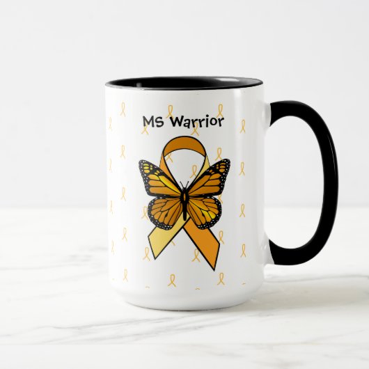 MS Multiple Sclerosis Butterfly Ribbon Coffee Mok (Rechts)