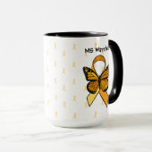 MS Multiple Sclerosis Butterfly Ribbon Coffee Mok (Voorkant rechts)
