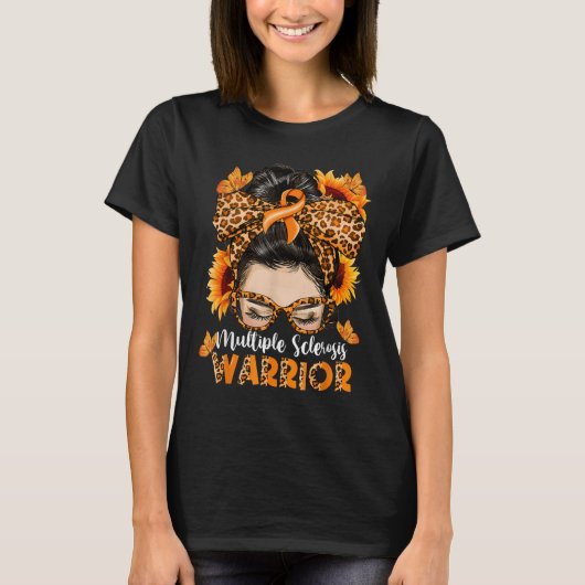 MS Multiple Sclerosis Warrior Awareness Oranje MEs T-shirt (Voorkant)