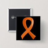 MS Oranje lint 3 Vierkante Button 5,1 Cm (Voorkant /achterkant)