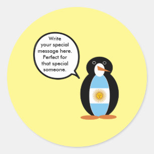 Ms Penguin Argentijnse Vlag Praat Ronde Sticker