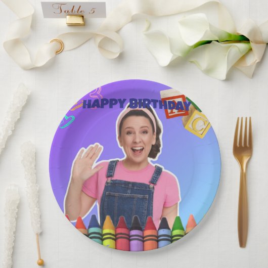 Ms.Rachel Custom Birthday Plates Papieren Bordje (Huwelijk)