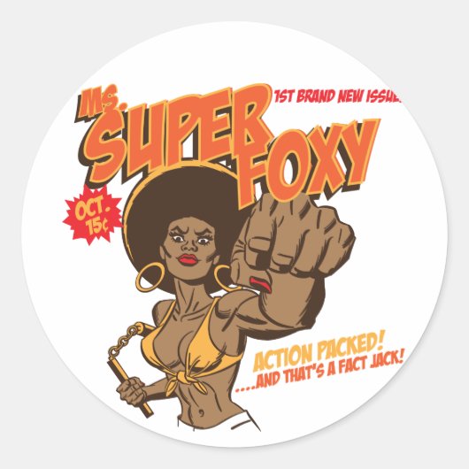 Ms Super Foxy Ronde Sticker (Voorkant)
