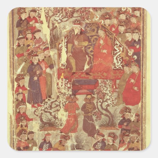 Ms Supp. Pers.Genghis Khan en zijn vrouw Vierkante Sticker (Voorkant)