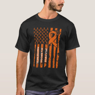 MS Warrior Multiple Sclerosis Awareness Ribbon USA T-shirt