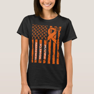 MS Warrior Multiple Sclerosis Awareness Ribbon USA T-shirt