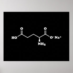 MSG Mononatrium glutamaat Molecule Chemische formu Poster