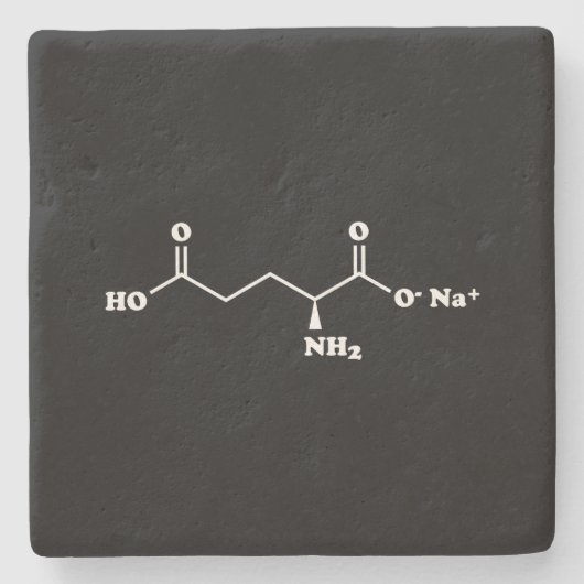 MSG Mononatrium glutamaat Molecule Chemische formu Stenen Onderzetter (Voorkant)