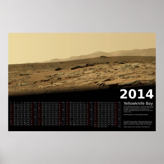 MSL Curiosity bij Yellowknife Bay - 2014 Agenda Poster (Voorkant)