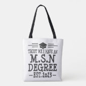 MSN Afstuderen 2023 Masters Science in Nursing Tote Bag (Achterkant)