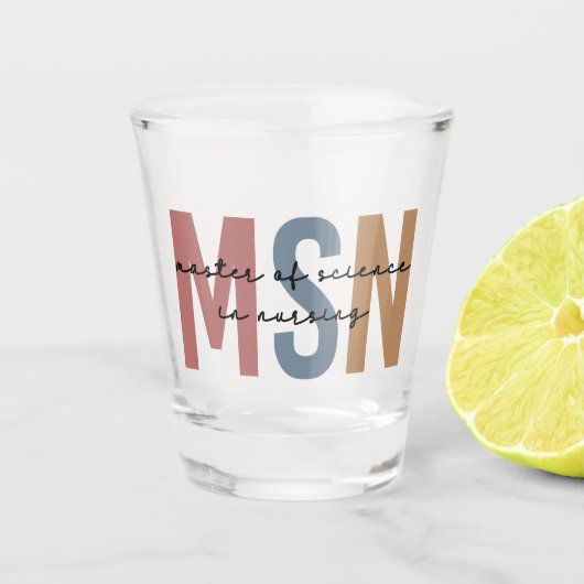 MSN Master of Science in het Afstuderen Verpleegku Shot Glas (Voorkant)