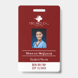 MSN RN FNP Studentverpleegster Rode Foto QR-code Badge