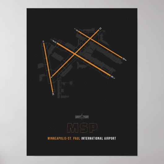 MSP - Minneapolis-St. Paul Airport Runway Diagram Poster (Voorkant)