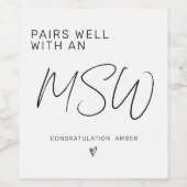 MSW Graduation Party Master of Social Work Wijn Etiket (Enkel label)