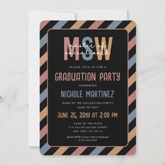 MSW Master of Social Work Afstuderen Retro Kaart (Voorkant)