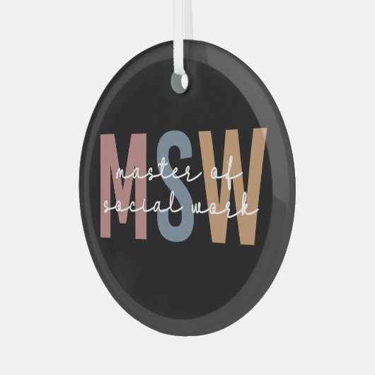 MSW Master of Social Work Retro Afstuderen Glas Ornament (Voorkant links)