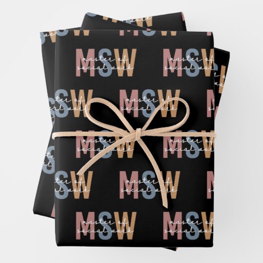 MSW Master of Social Work Retro Afstuderen Inpakpapier Vel (In situ)