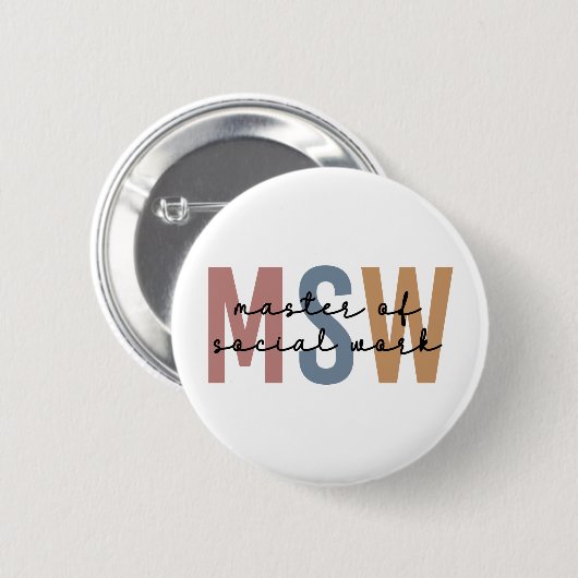 MSW Master of Social Work Retro Afstuderen Ronde Button 5,7 Cm (Voorkant /achterkant)