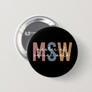 MSW Master of Social Work Retro Afstuderen Ronde Button 5,7 Cm