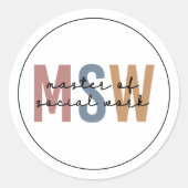 MSW Master of Social Work Retro Afstuderen Ronde Sticker (Voorkant)
