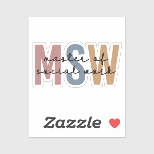 MSW Master of Social Work Retro Afstuderen Sticker (Vel)