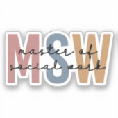 MSW Master of Social Work Retro Afstuderen Sticker (Voorkant)