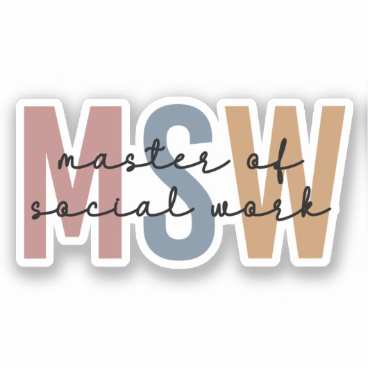 MSW Master of Social Work Retro Afstuderen Sticker (Voorkant)