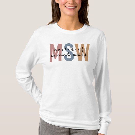 MSW Master of Social Work Retro Afstuderen T-shirt (Voorkant)