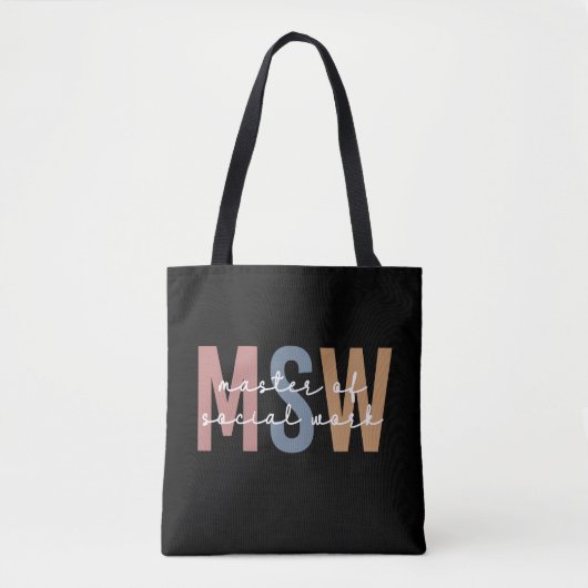 MSW Master of Social Work Retro Afstuderen Tote Bag (Voorkant)