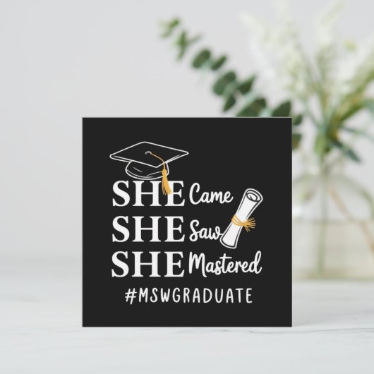 MSW Masterdiploma Master Sociaal Werk Afgestudeerd Kaart (Staand voorkant)
