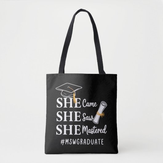MSW Masterdiploma Master Sociaal Werk Afgestudeerd Tote Bag (Voorkant)