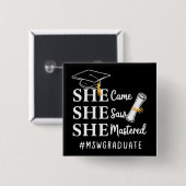 MSW Masterdiploma Master Sociaal Werk Afgestudeerd Vierkante Button 5,1 Cm (Voorkant /achterkant)