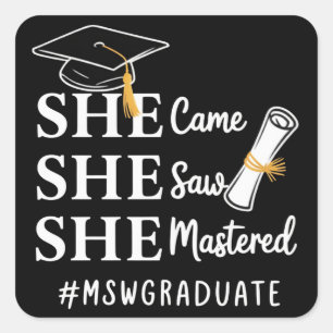 MSW Masterdiploma Master Sociaal Werk Afgestudeerd Vierkante Sticker