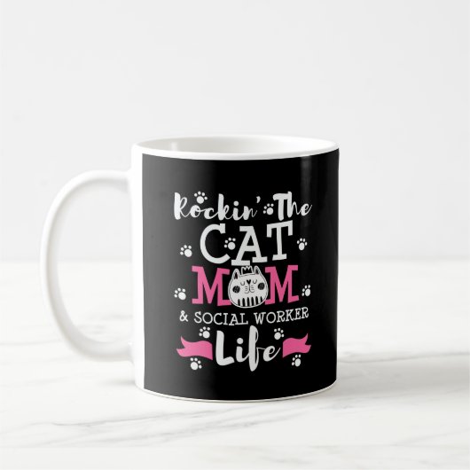 MSW Social Work Cat Ma Afstuderen Cadeau Cadeau Koffiemok (Links)