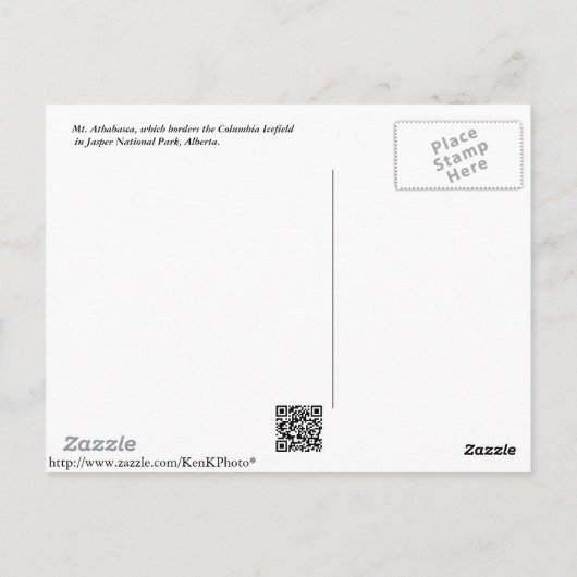 Mt. Athabasca Post Card Briefkaart (Achterkant)