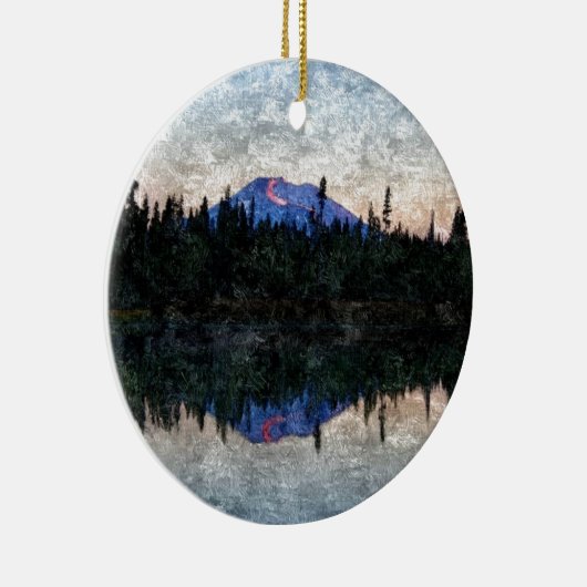 Mt Bachelor, Oregon, Dawn Keramisch Ornament (Rechts)