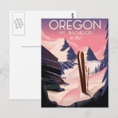 Mt.Bachelor Oregon Ski-reisposter Briefkaart (Voorkant / Achterkant)