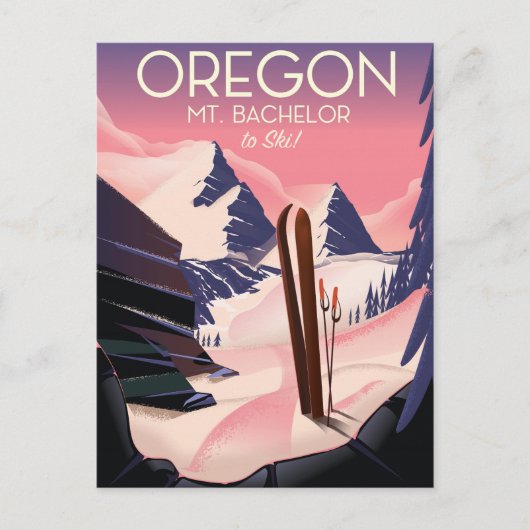Mt.Bachelor Oregon Ski-reisposter Briefkaart (Voorkant)