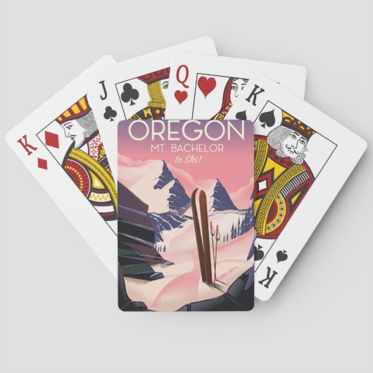 Mt.Bachelor Oregon Ski-reisposter Pokerkaarten (Achterkant)
