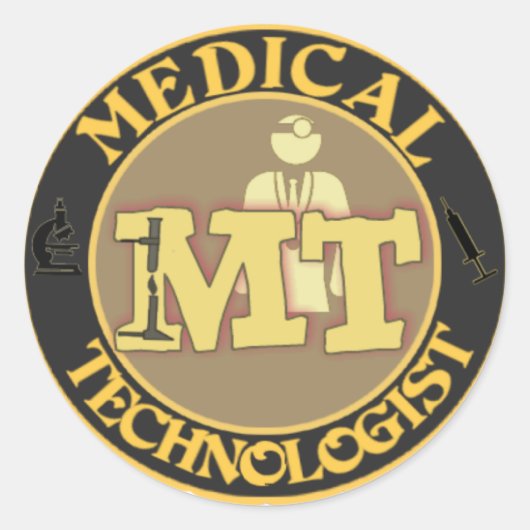 MT BADGE LOGO - MEDISCHE TECHNOLOGIST - LABORATORI RONDE STICKER (Voorkant)