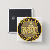 MT BADGE LOGO - MEDISCHE TECHNOLOGIST - LABORATORI VIERKANTE BUTTON 5,1 CM (Voorkant /achterkant)